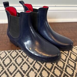 Electric Karma Women's Jet Stream Patent Slip on Rain Boots Navy Blue Size 8